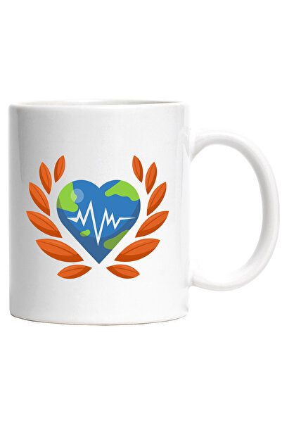 StoryGift Romania Cana Cu Cardio, Inima, Frunze, Planeta, Multicolor 330 ml, ...