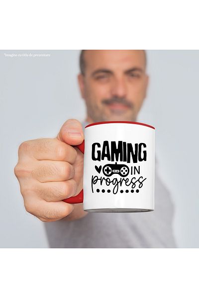 StoryGift Romania Mug with the text "Gaming in progress" - play on the computer in progress with Maner Ro, Cu, STG.