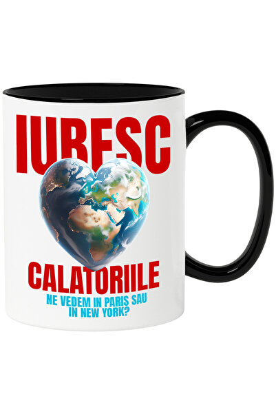 StoryGift Romania Cana cu Glob Pamantesc In Forma De Inima Text Iubesc Calato...