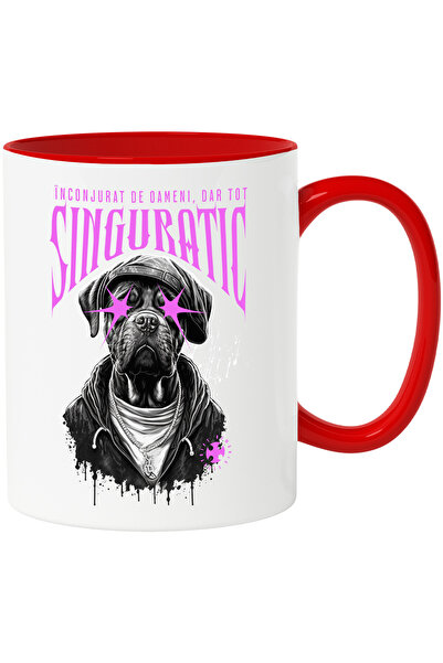StoryGift Romania Cana Caine Bulldog Gangster Singuratic, 330ml, Ceramic cu M...