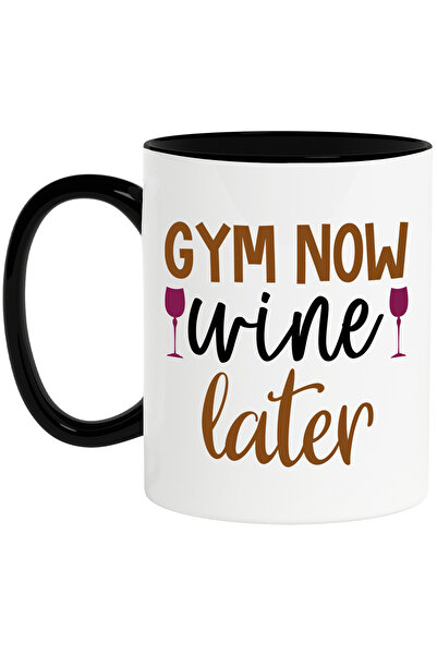 StoryGift Romania Cana cu ilustratie afisand pahare cu vin si mesajul "Gym no...