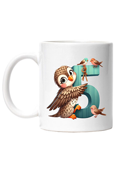 StoryGift Romania Cana cu o bufnita cu cifra 5, ilustratie, pentru copii, sco...