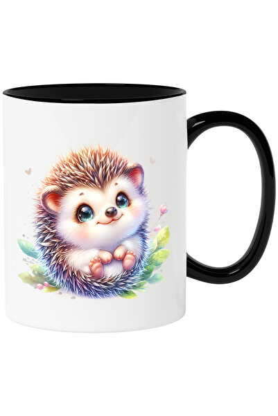 StoryGift Romania Cana cu un pui de arici vesel | ilustratie | plante | frunz...