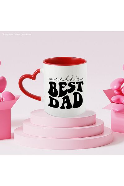StoryGift Romania Mug with Text in English World's Best Dad, Written Incli, With ,STG.