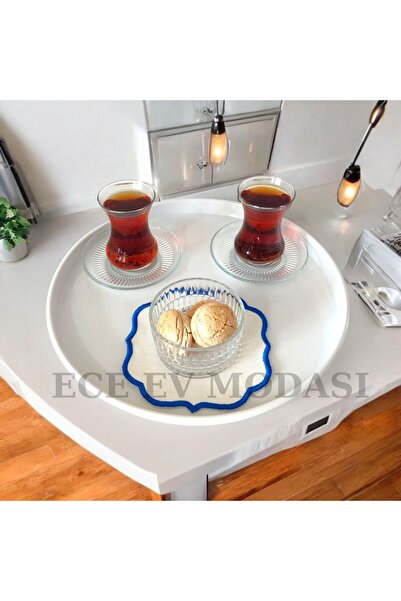 EceAksesuar Tepsi Metal Çay Tepsisi Kahve Tepsisi Sunum Kahvaltı Tepsisi-30 cm Küçük Boy