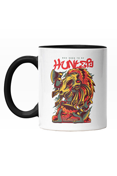 StoryGift Romania Cana Cu Silueta Om Masca De Craniu Dinozaur, Pene Stil Trib...