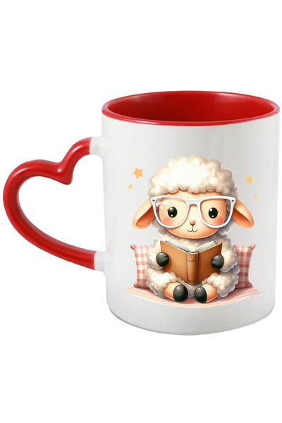 StoryGift Romania Cana cu o oita care tine o carte deschisa, pat, ochelari, c...