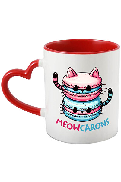 StoryGift Romania Cana cu 2 burgeri sub forma de pisici cu mesajul "Meowcaron...