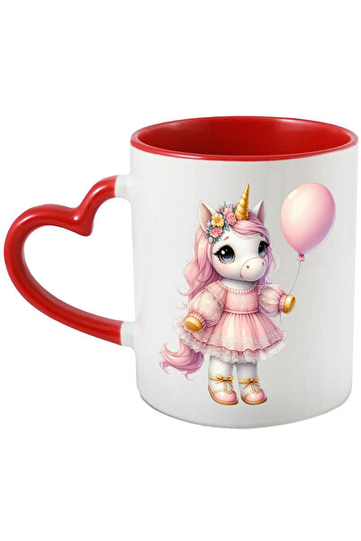 StoryGift Romania Cana cu un unicorn care tine un balon, ilustratie, rochie, ...