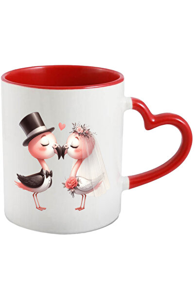 StoryGift Romania Cana cu 2 pasari Flamingo la nunta | ilustratie | mireasa |...