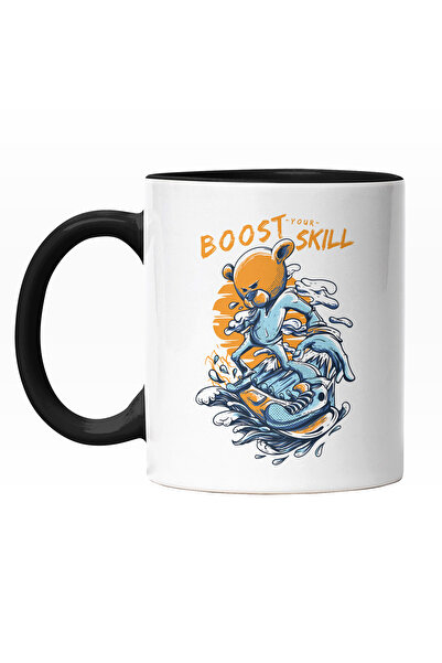 StoryGift Romania Cana Cu Urs Brun Maro Pufos In Costum De Surf PE Placa DE S...