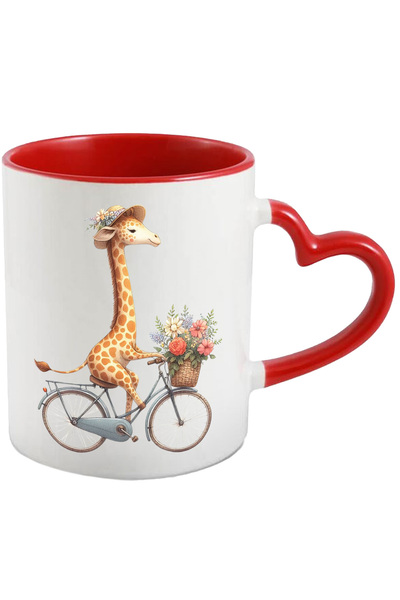 StoryGift Romania Cana cu o girafa care merge cu bicicleta | ilustratie | cos...