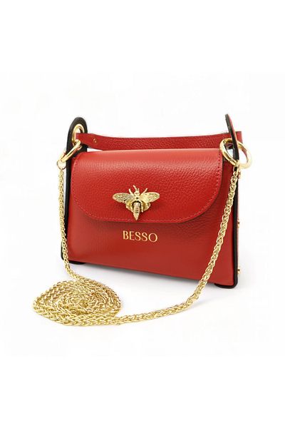 BESSO Semplice Gioia Red genuine leather handbag