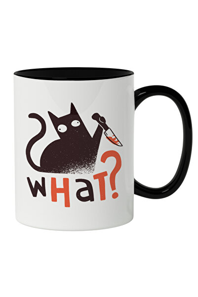 StoryGift Romania Cana Cu Pisica Neagra Cu Un Cutit Cu sange, Mesaj In Englez...