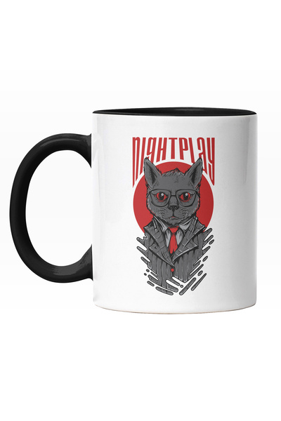 StoryGift Romania Cana Cu Pisica Motan Cu Ochelarii In Costum Elegant Cu Crav...