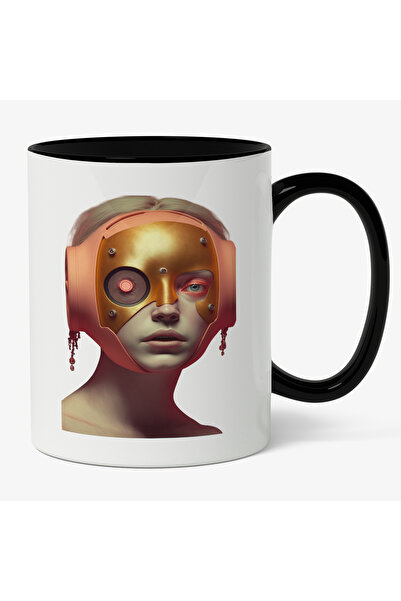 StoryGift Romania Cana Cu Portret Fata Par Blond Masca Din Metal, Castii Port...