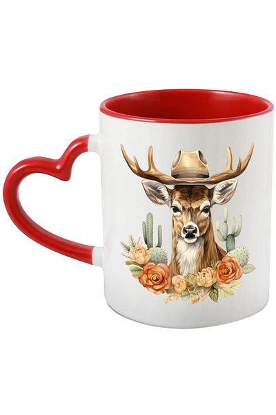 StoryGift Romania Mug with a deer with a sheriff's hat, illustration, Wild West, popcorn, ser, With ,STG