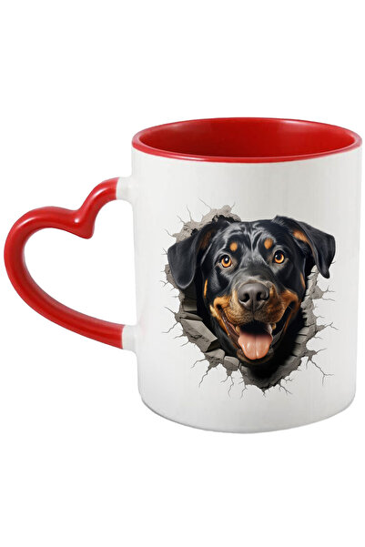 StoryGift Romania Cana cu un catel Rottweiler bucuros | scoate capul prin per...