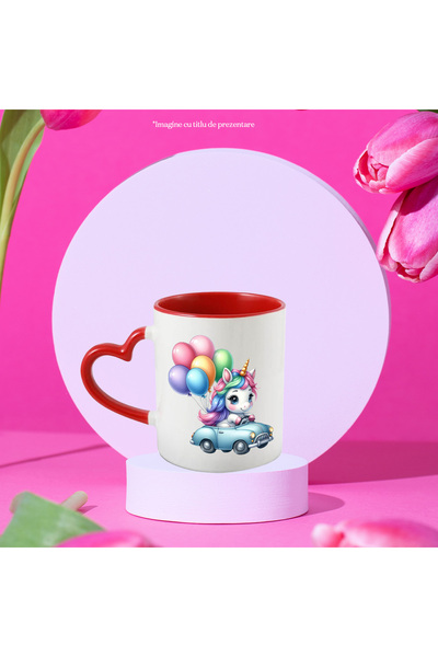 StoryGift Romania Cana cu un unicorn care conduce o masinuta, ilustratie, bal...