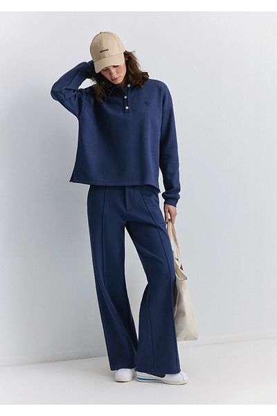 Mavi Marineblaue Hose mit hoher Taille 1011062 -82318