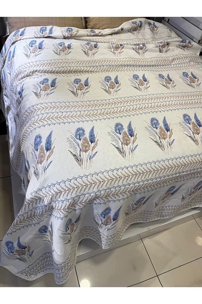 ŞENER HOME Ekin Pattern Printed 200X240 Cm. Double (Battal) Single Pike - Blue