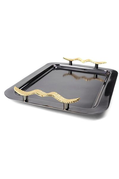 Mikasa Moor Black Silver Tray with Gold Wings 43X34X5Cm P303. 342807