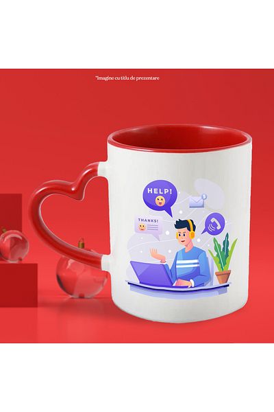StoryGift Romania Mug With Tech Support, Laptop, Phone, Headphones, Multicolor 330 ml, Ceramic with Ma, With, STG.