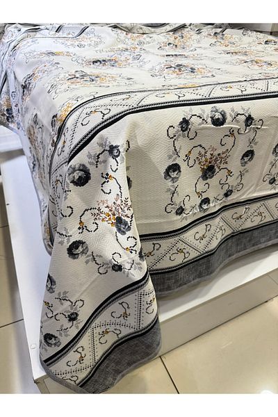 ŞENER HOME Bouquet Pattern Printed 200x240 CmDouble (BATTAL) Single Pike - Gray