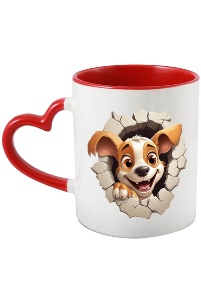 StoryGift Romania Cana cu un catel care scoate capul printr-un zid, ilustrati...