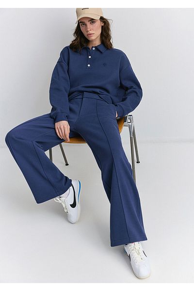 Mavi Marineblaue Hose mit hoher Taille 1011062 -82318