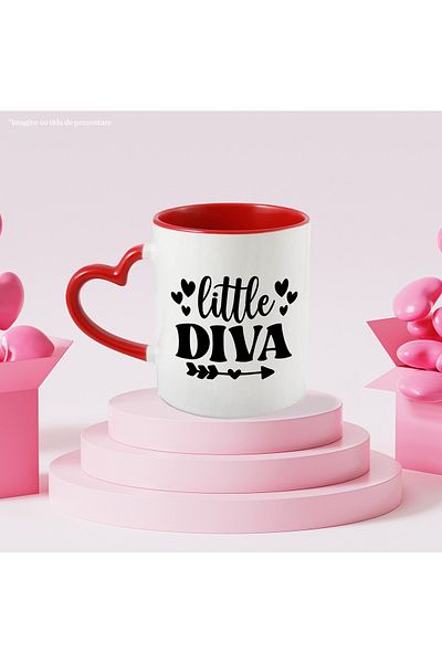 StoryGift Romania Heart mug for a little diva - appreciated affection with Red Heart Handle, With ,STG