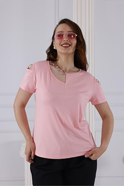 Siyezen Plus Size Blouse with Metal Accessories