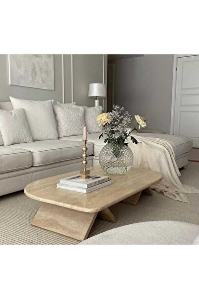 Sümeyra Marble Art PARS - Traverten Orta Sehpa - 60*110 cm