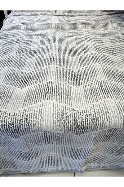 ŞENER HOME 200x240 cm.Delta Patterned - Double Single Pique Gray Battal