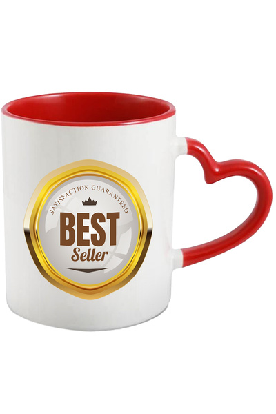 StoryGift Romania Cana Cu Mesaj In Engleza Best Seller, Coroana, Insigna, Multicolor 330 ml, Ceram, Cu Maner Inim