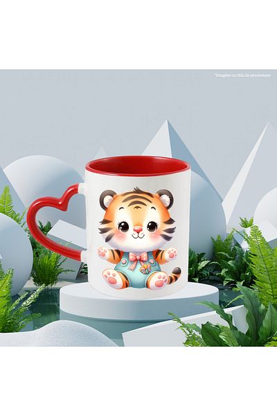StoryGift Romania Mug with a cheerful tiger cub | illustration | waiting to be picked up | imb, Cu,STG.