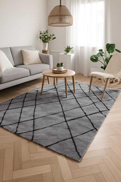 KARAR HALI 4 M2 Ölçülerinde Modern Siyah Gri Renki Iskandinav Bohem Tarzda Ak...