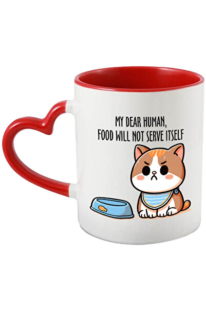 StoryGift Romania Cana cu o pisicuta suparata cu mesajul "My dear human, food...