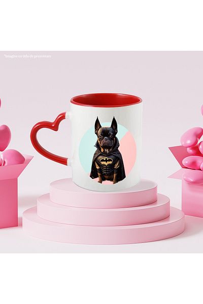 StoryGift Romania Superhero Dog Portrait Mug, Batman Custom Dog, Custom Dog with Pe, Cu, STG.