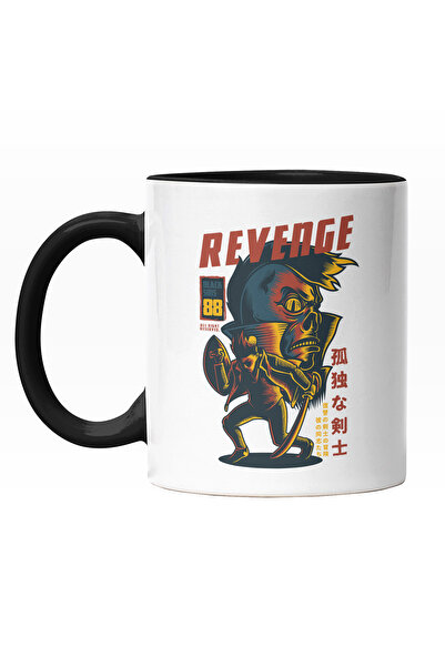 StoryGift Romania Cana Cu Om Ninja Assasin, Tinuta cU Guler Inalt, Text IN Engleza Revenge, Iubito, Cu Maner Negru