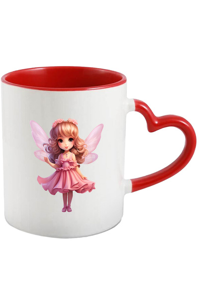 StoryGift Romania Cana cu o fetita dragalasa cu aripi de zana | ilustratie | face cu mana | rochit, Cu Maner Inim