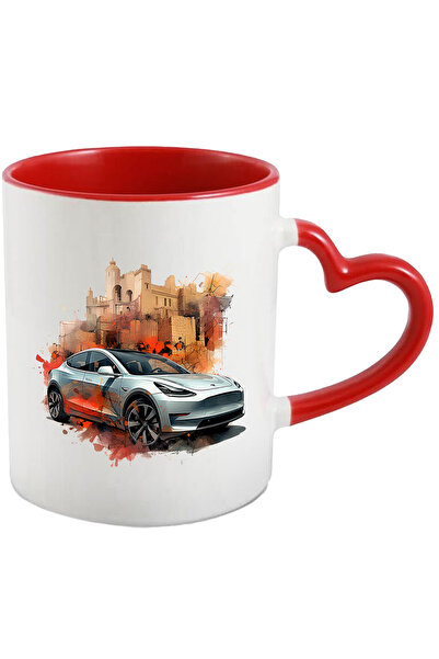 StoryGift Romania Cana Cu Masina, Oras, Cladiri, Ilustratie, Tesla, Multicolo...