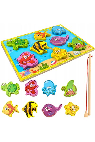 zola Joc din lemn cu pestisori, magnetic, cu undita, multicolor