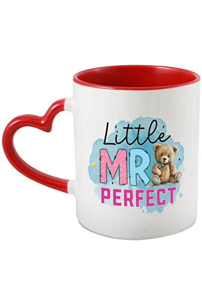 StoryGift Romania Cana cu mesajul "Little Mr. Perfect", ilustratie, pentru copii, urs de plus, mic, Cu Maner Inim