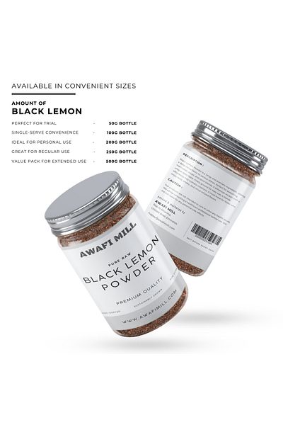 AWAFI MILL Black Lemon Powder | Dried Lime Powder - Bottle of 100 gram / 3.5 Oz