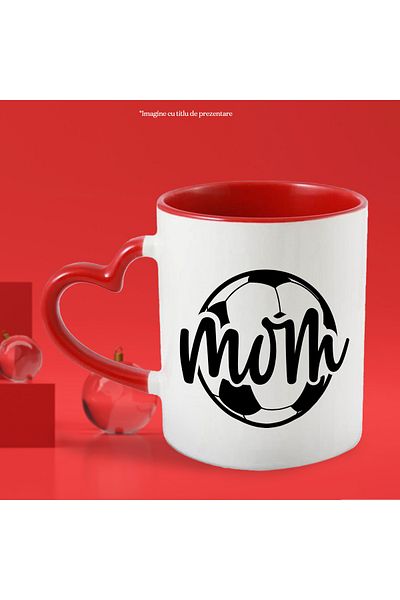 StoryGift Romania Mug with a soccer ball and the word "Mom" in English - proud mother of an athlete, With,STG