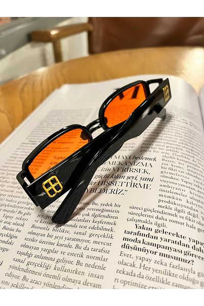 Melinora Zaria Orange Lens Rectangular Sunglasses
