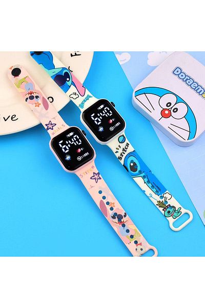 Choice Stitch And Angel Disney's New Stitch Cartoon Color Printed Student Led Electronic Watch Fashionable