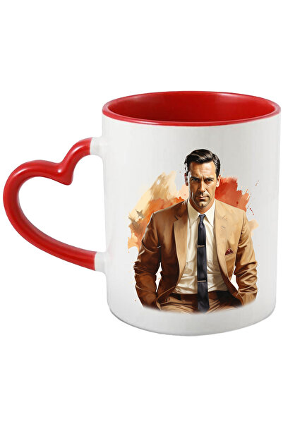 StoryGift Romania Cana Cu Don Draper, Mad Men, Personaj, Serial TV, Cravata, Multicolor 330 ml, Ce, Cu Maner Inim