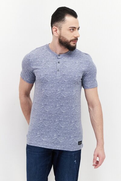 Silver Jeans Co. تي شيرت رجالي بأكمام قصيرة وفتحة رقبة دائرية وتفاصيل أزرار، ...